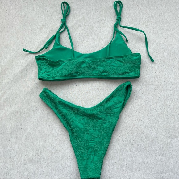 NEW full bikini set green floral swimwear with adjustable straps - Picture 5 of 12